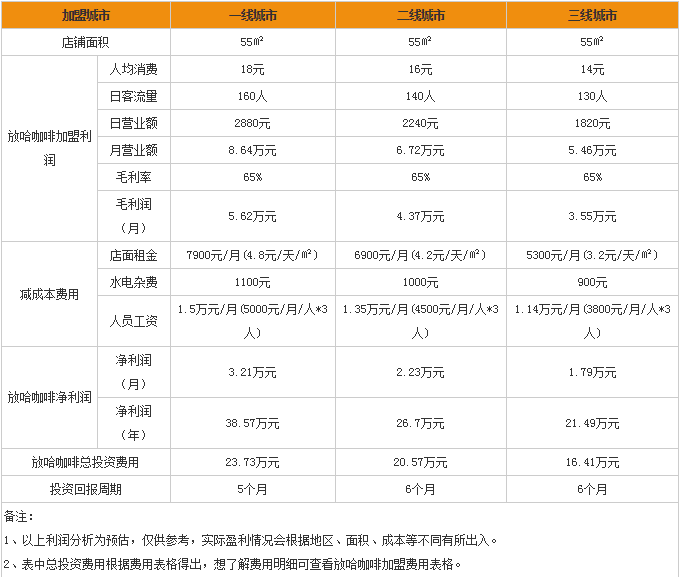 放哈咖啡盈利分析