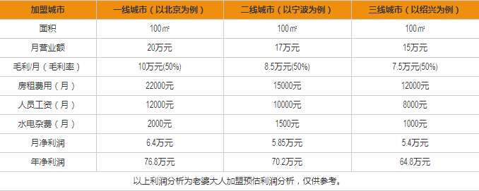 老婆大人盈利分析